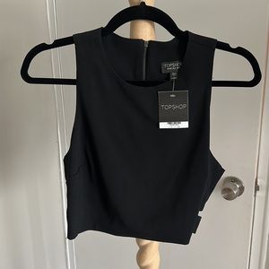 BRAND NEW Topshop black crop top with back zipper. Size 6. NWT